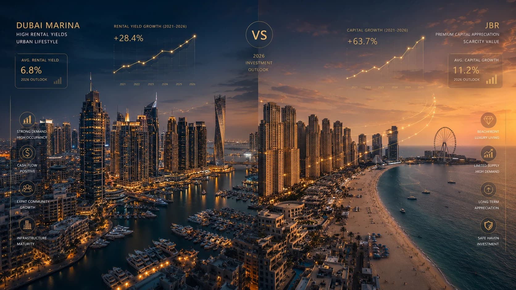 Dubai Marina vs JBR: Immobilien 2026